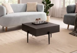 CASAVANTI Couchtisch 64x35 cm Steinoptik/Metall Anthrazit/schwarz