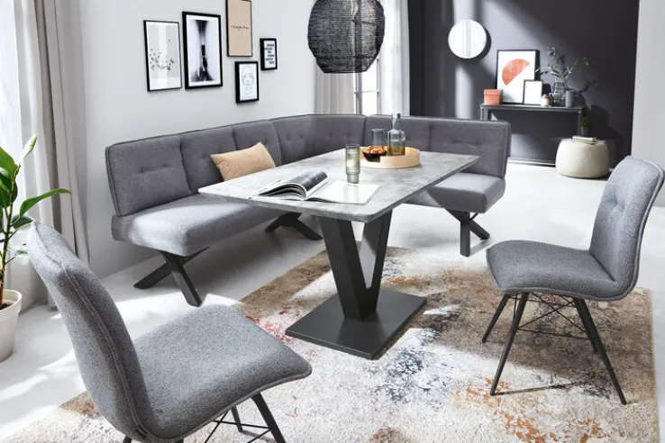 CASAVANTI Eckbank MIA Metall/Stoffbezug hellgrau 214 x 176 cm