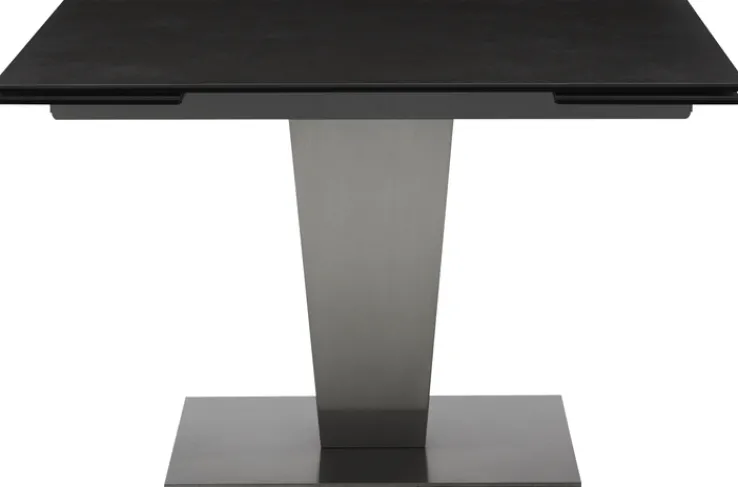 CASAVANTI Esstisch DIONE 120(180) x 80 cm Glaskeramik/Edelstahl gebürstet