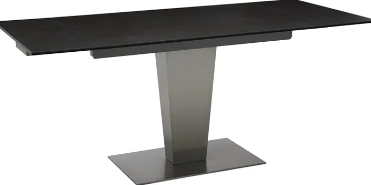 CASAVANTI Esstisch DIONE 120(180) x 80 cm Glaskeramik/Edelstahl gebürstet