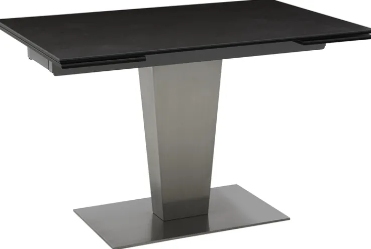 CASAVANTI Esstisch DIONE 120(180) x 80 cm Glaskeramik/Edelstahl gebürstet