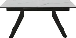 CASAVANTI Esstisch DORA 160(220) x 90 cm Keramik/Glas beige marmoriert/schwarz