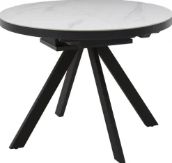 CASAVANTI Esstisch LINUS 100(130) x 100 cm Keramik weiß/anthrazit