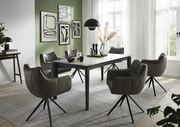 CASAVANTI Esstisch TABULAR 180(240) x 90 cm anthrazit/grau-braun