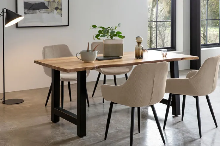 CASAVANTI Esszimmerstuhl 2er Set beige/schwarz