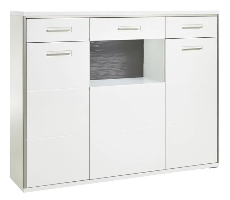 CASAVANTI Highboard TRENTO 154 x 121 cm NB Hochglanz weiß