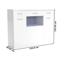 CASAVANTI Highboard TRENTO 154 x 121 cm NB Hochglanz weiß