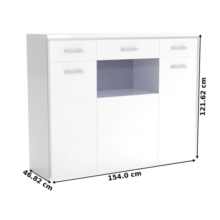 CASAVANTI Highboard TRENTO 154 x 121 cm NB Hochglanz weiß