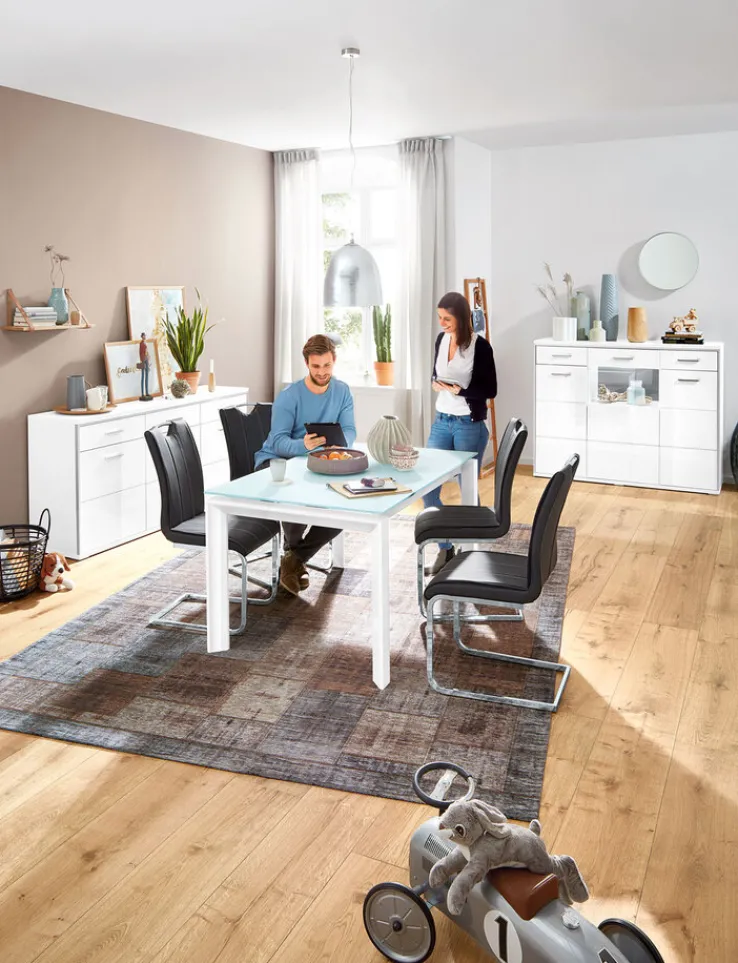 CASAVANTI Highboard TRENTO 154 x 121 cm NB Hochglanz weiß