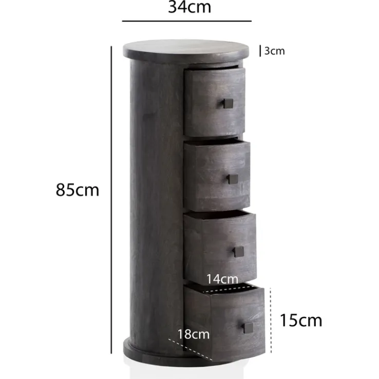 CASAVANTI Kommode 34 x 85 cm Mango Massivholz schwarz