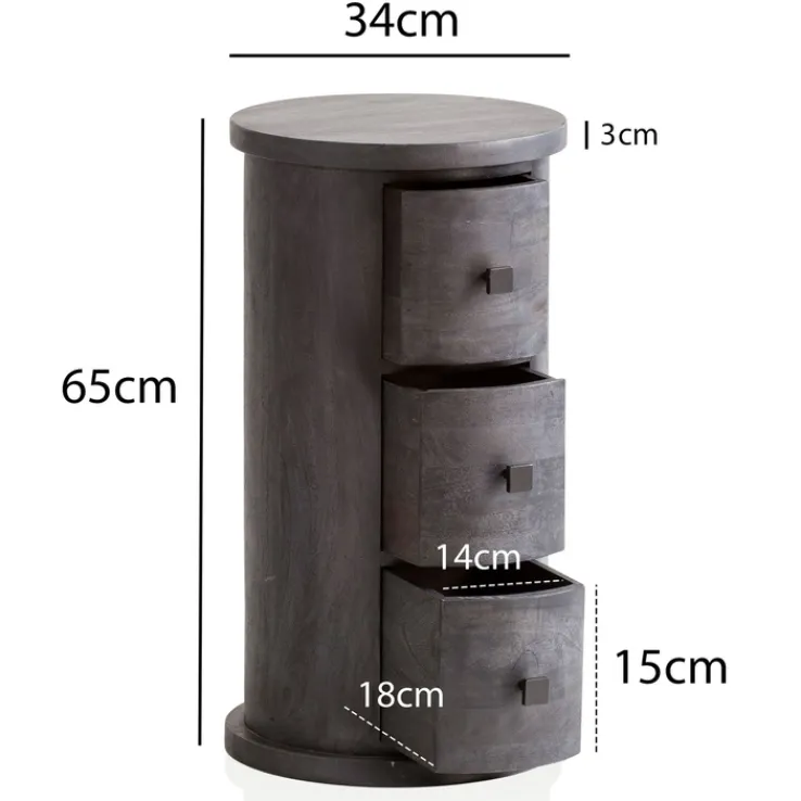 CASAVANTI Kommode 34 x 65 cm Mango Massivholz schwarz