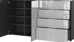 CASAVANTI Sideboard OAKLAND 184 x 102 cm Glas Graphit/Silbergrau