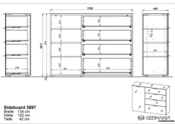 CASAVANTI Sideboard OAKLAND 134 x 102 cm Glas Weiß/Weiß