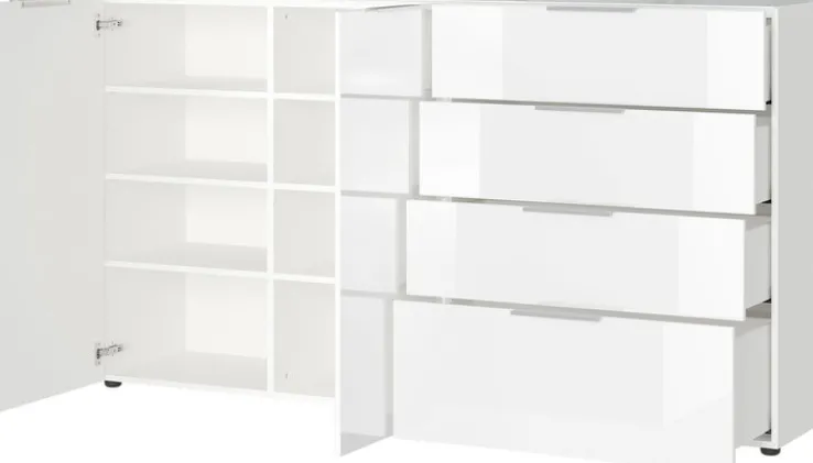 CASAVANTI Sideboard OAKLAND 184 x 102 cm Glas Weiß/Weiß