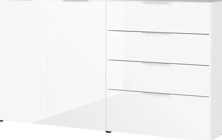 CASAVANTI Sideboard OAKLAND 184 x 102 cm Glas Weiß/Weiß
