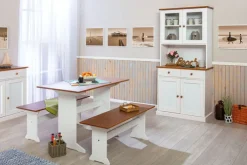 CASAVANTI Sitzbank JACOB 32.2 Weiß Massivholz / braun