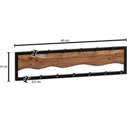 CASAVANTI Wandgarderobe Akazie Massivholz/Metall 80x20x8 cm schwarz/braun
