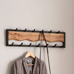 CASAVANTI Wandgarderobe Akazie Massivholz/Metall 80x20x8 cm schwarz/braun