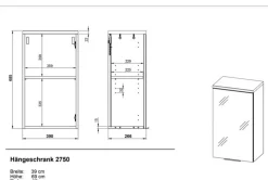 CASAVANTI Wandschrank CARA 39 x 69 x 27 cm weiß/braun