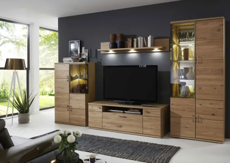 CASAVANTI Wohnwand BRILON I 4-teilig Alteiche teilmassiv