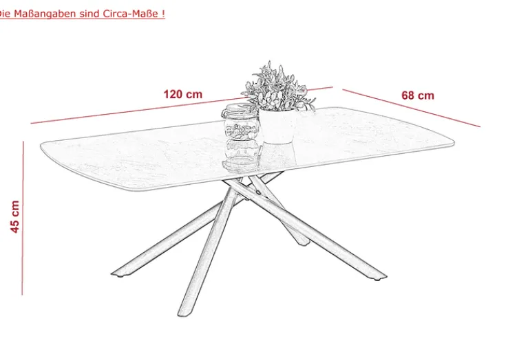 QUARTIER Cochtisch FRIEDA 120x68 cm Mamoroptik