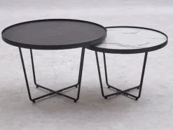 QUARTIER Couchtisch - Set KALMAR 2-tlg. Steinoptik schwarz/weiß