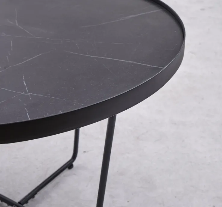 QUARTIER Couchtisch - Set KALMAR 2-tlg. Steinoptik schwarz/weiß