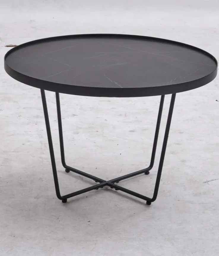 QUARTIER Couchtisch - Set KALMAR 2-tlg. Steinoptik schwarz/weiß