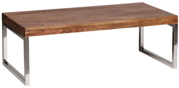 Couchtisch 120 x 60 cm braun/ silberfarbig