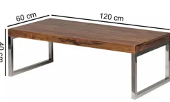 Couchtisch 120 x 60 cm braun/ silberfarbig