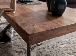 Couchtisch 120 x 60 cm braun/ silberfarbig