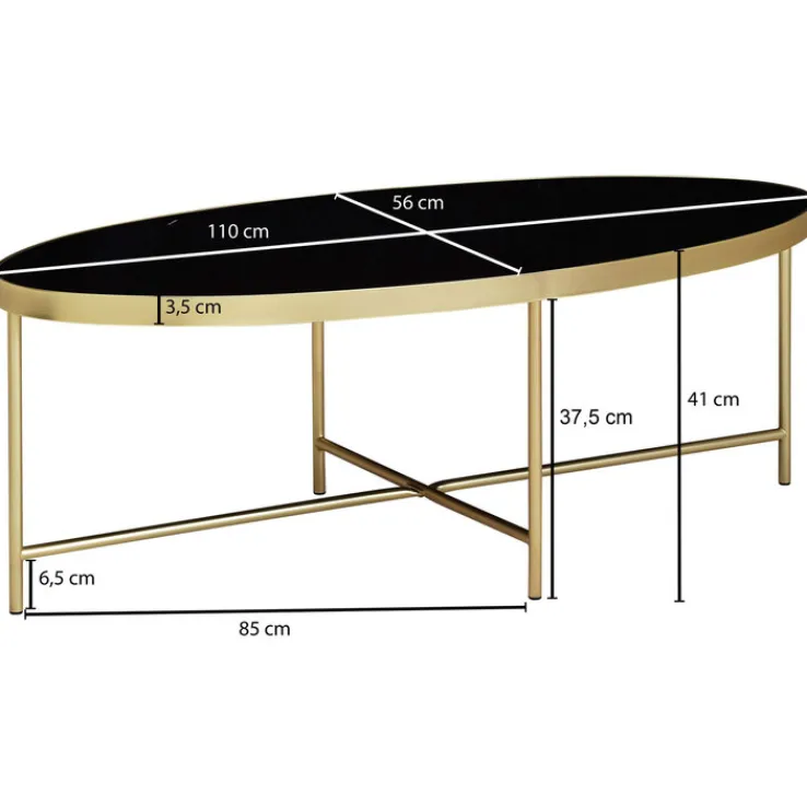 Couchtisch 110 x 56 cm Goldfarbig/ Schwarz