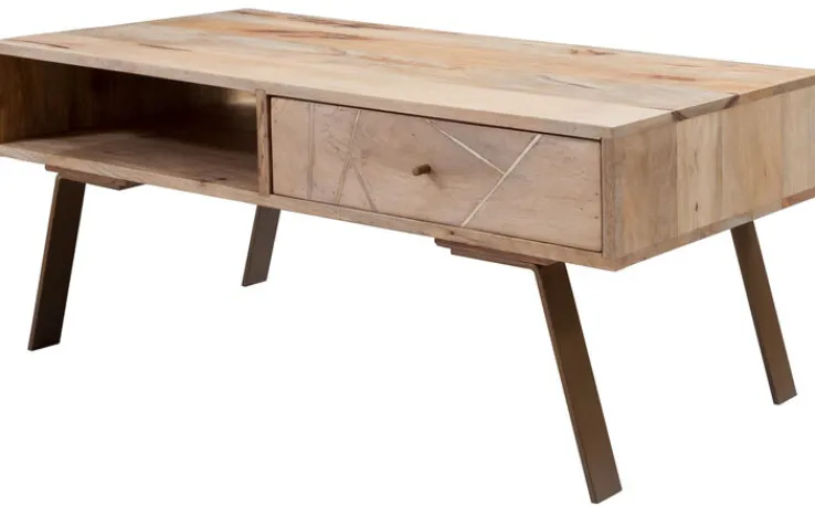 Couchtisch 95 x 50 cm Mango/ goldfarbig