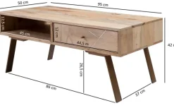 Couchtisch 95 x 50 cm Mango/ goldfarbig