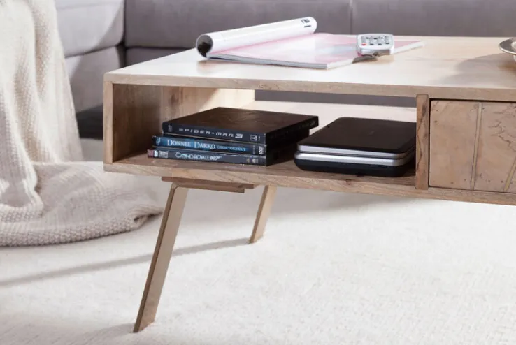 Couchtisch 95 x 50 cm Mango/ goldfarbig