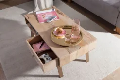 Couchtisch 95 x 50 cm Mango/ goldfarbig