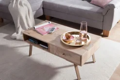 Couchtisch 95 x 50 cm Mango/ goldfarbig