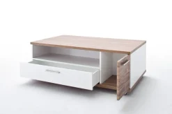 Couchtisch 115 x 70 cm NB weiß /Hochglanz weiß mit Sterling Oak