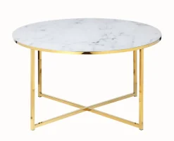 Couchtisch 80 x 80 cm rund gold/weiß