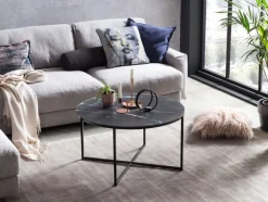 Couchtisch 80 x 80 cm rund schwarz