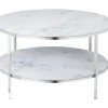 Couchtisch 80 x 80 cm rund weiß/chrom mit Ablage