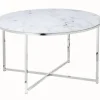 Couchtisch 80 x 80 cm rund weiß/chrom