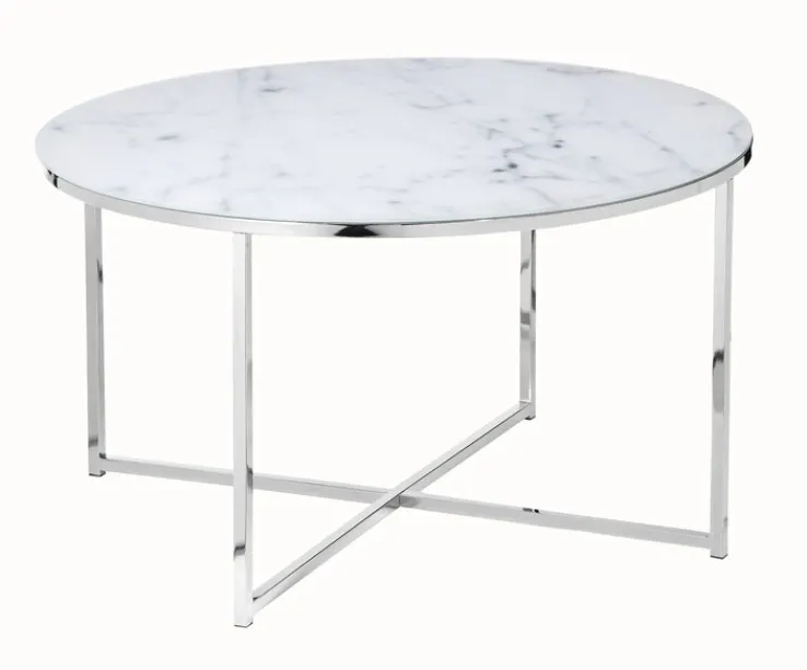 Couchtisch 80 x 80 cm rund weiß/chrom
