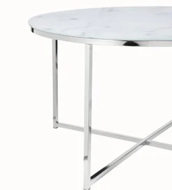 Couchtisch 80 x 80 cm rund weiß/chrom