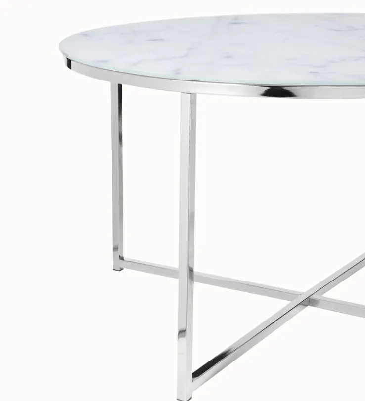 Couchtisch 80 x 80 cm rund weiß/chrom