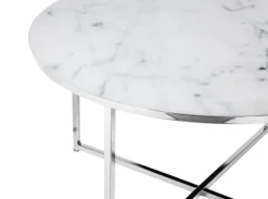 Couchtisch 80 x 80 cm rund weiß/chrom