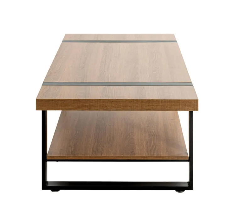 Couchtisch 120 x 60 cm Schwarz/ Eiche dunkel