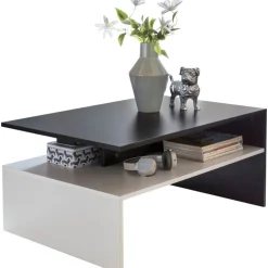 Couchtisch 90 x 60 cm schwarz/ weiß