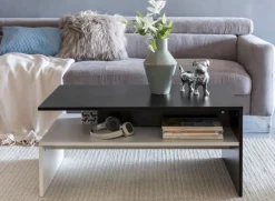 Couchtisch 90 x 60 cm schwarz/ weiß