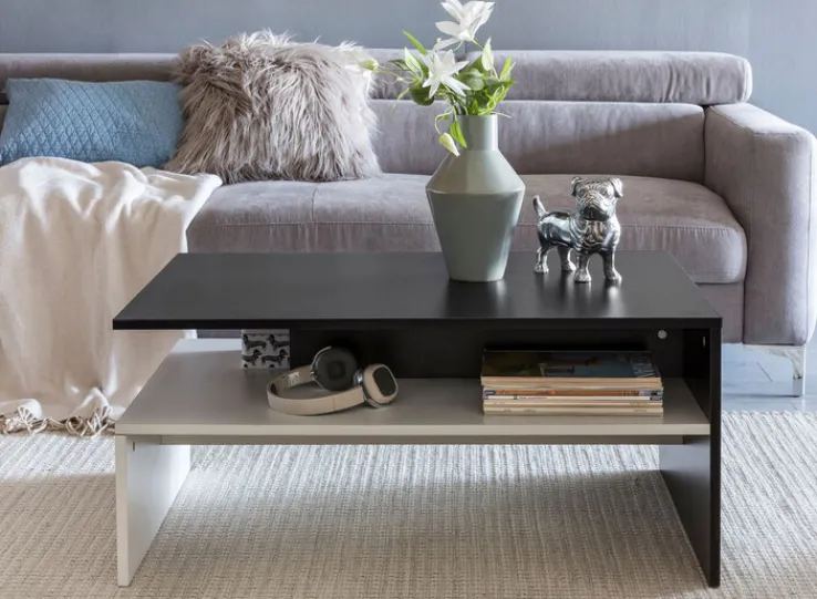 Couchtisch 90 x 60 cm schwarz/ weiß